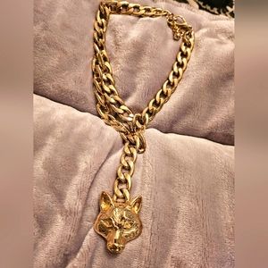 Gold wolf statement chain